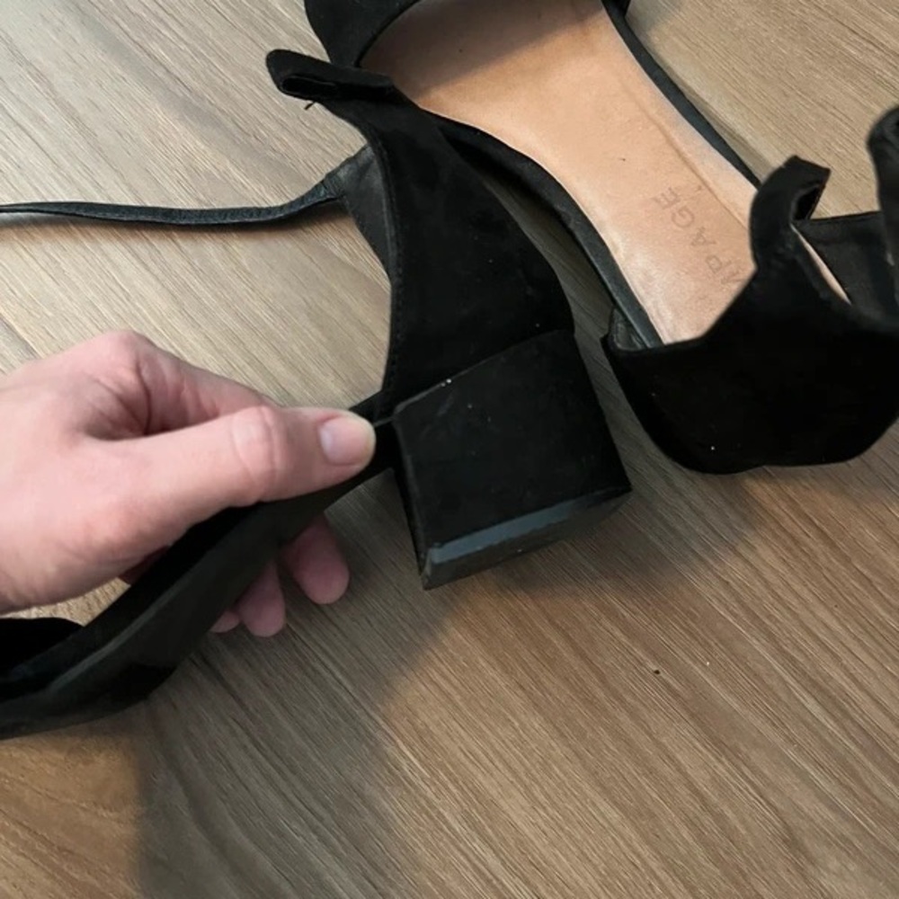 Rampage Black Suede Open-Toe Ankle-Strap Heels - Picture 3 of 5